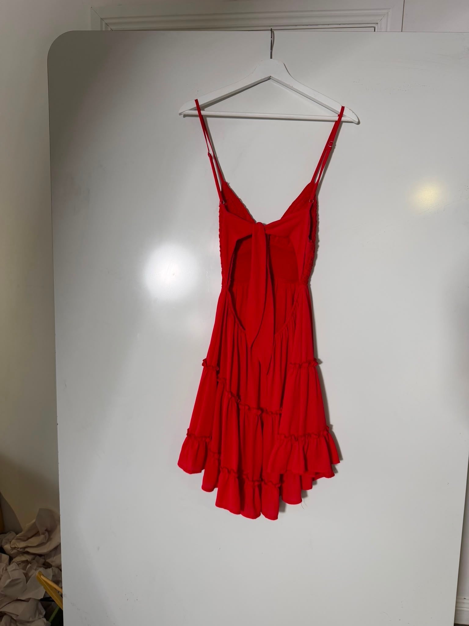 Morning Mist Tiered Mini Dress Red AU 8 - Image 2