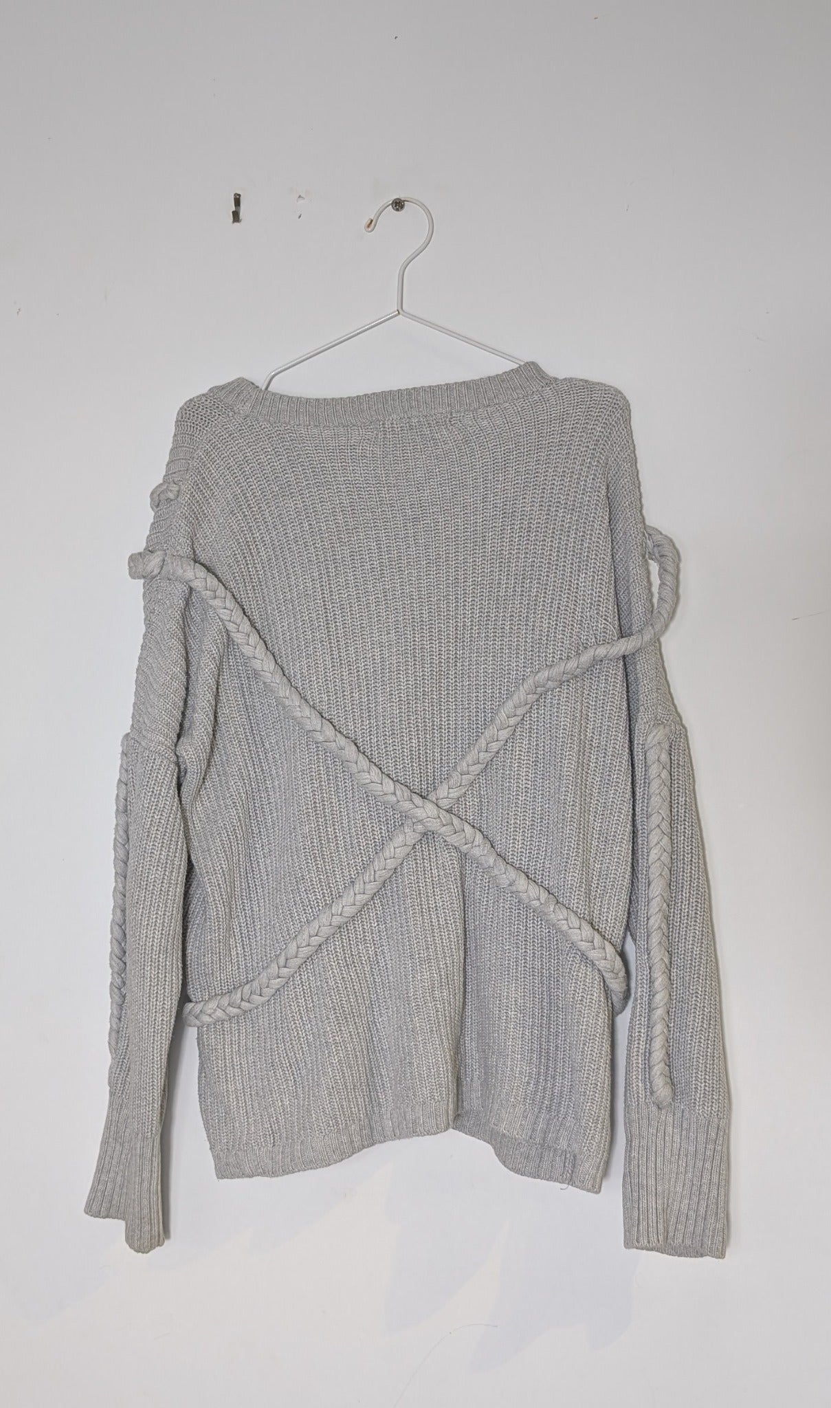 VIKTORIA + WOODS Braided Detail Knit Sweater Grey Size 2 - Image 2