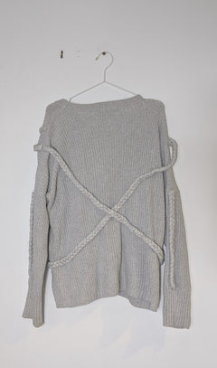 VIKTORIA + WOODS Braided Detail Knit Sweater Grey Size 2 - Image 2