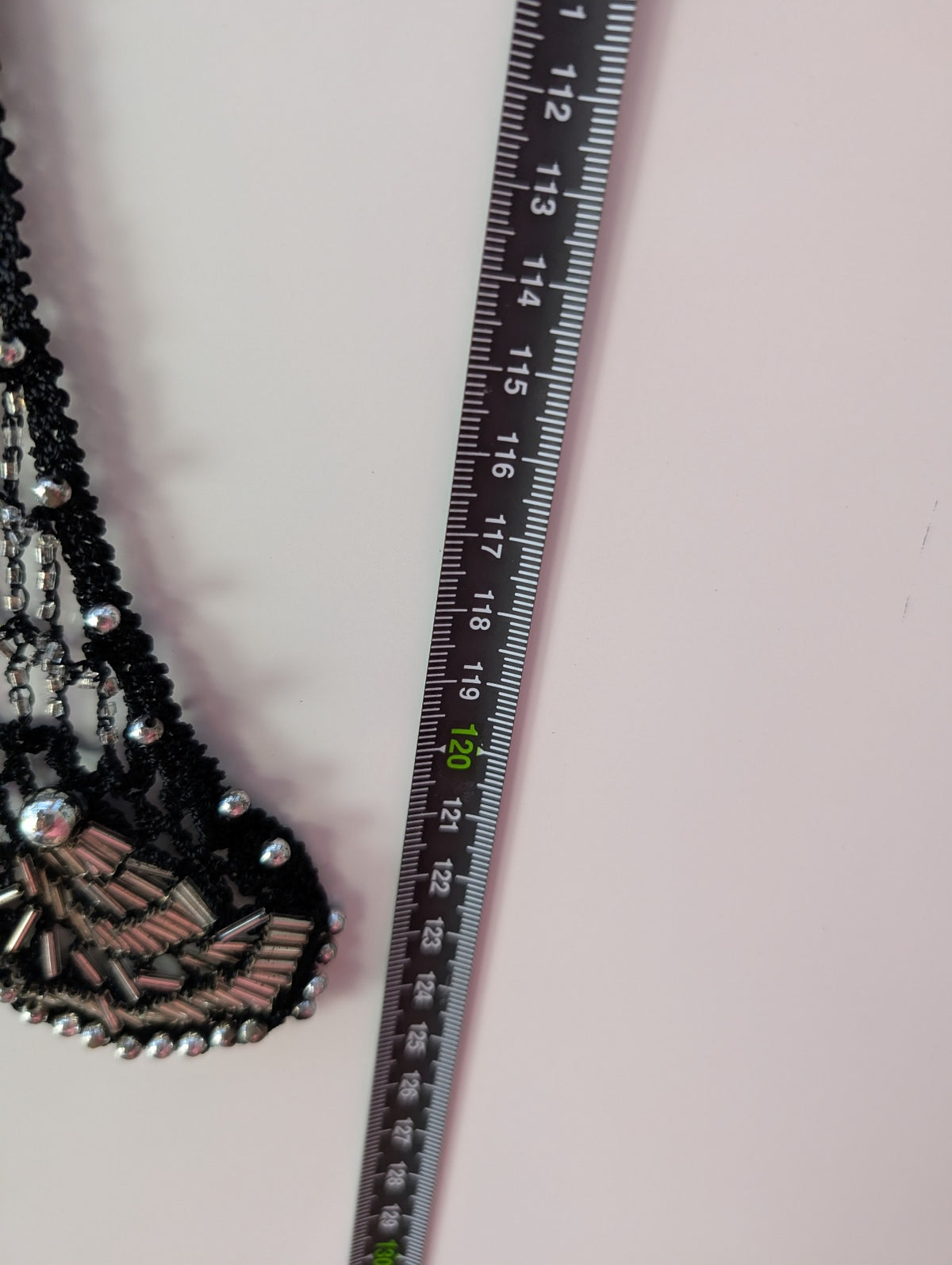 Vintage Black Beaded Crochet Triangle Shawl Wrap - Image 7