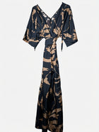 Ginger & Smart Abstract Print Jumpsuit Dark Blue and Tan Size 8 - Image 1