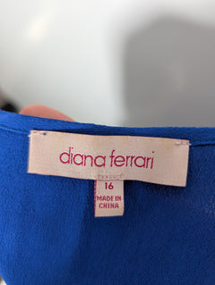 Diana Ferrari Pleated Front Blouse Royal Blue Women's Size 16 - Image 5