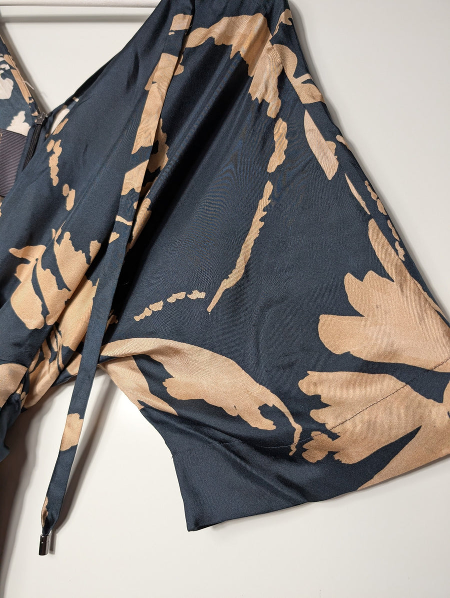 Ginger & Smart Abstract Print Jumpsuit Dark Blue and Tan Size 8 - Image 2