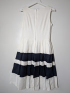 Pringle of Scotland Sleeveless Striped Fit and Flare Dress Navy Blue and White Size 10 - Image 6