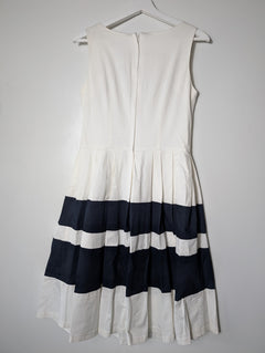 Pringle of Scotland Sleeveless Striped Fit and Flare Dress Navy Blue and White Size 10 - Image 6