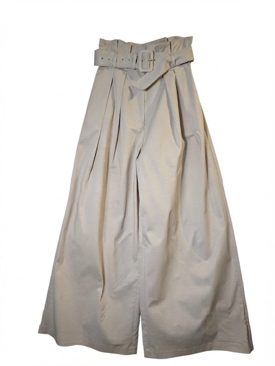 ANNA QUAN Emmett Wide-Leg Belted Trousers Beige AU 8 - Image 1