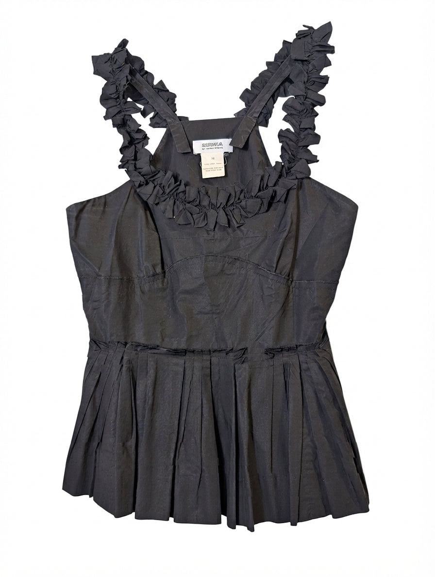 Sonia by Sonia Rykiel Ruffle Peplum Top Black Size 36