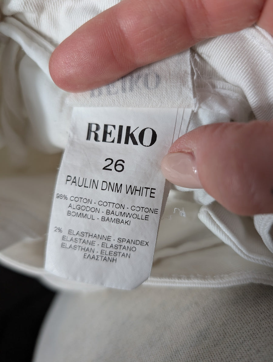 Reiko Paulin High-Waisted Button-Fly Jeans White Size 26 - Image 8