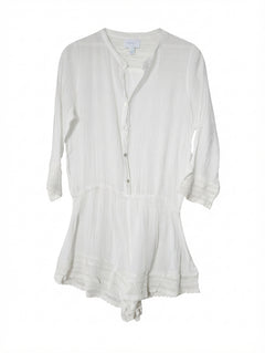 Eberjey Gauze Lace Trim Romper White Women's M/L - Image 1