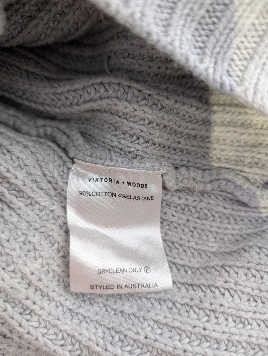 VIKTORIA + WOODS Braided Detail Knit Sweater Grey Size 2 - Image 5