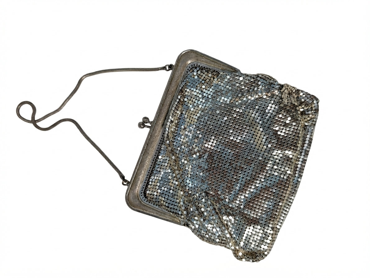 Oroton Vintage Metal Mesh Evening Bag Silver