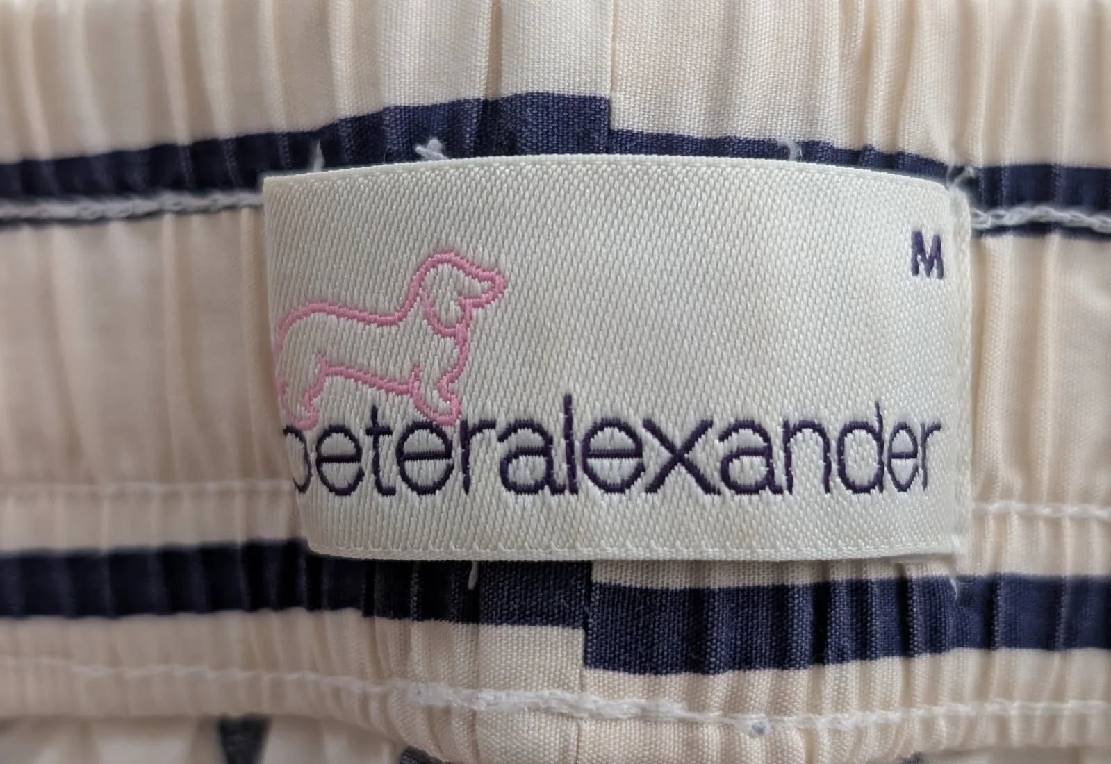 Peter Alexander Women's Striped Pajama Pants Cream Navy Cotton Size M - Image 4
