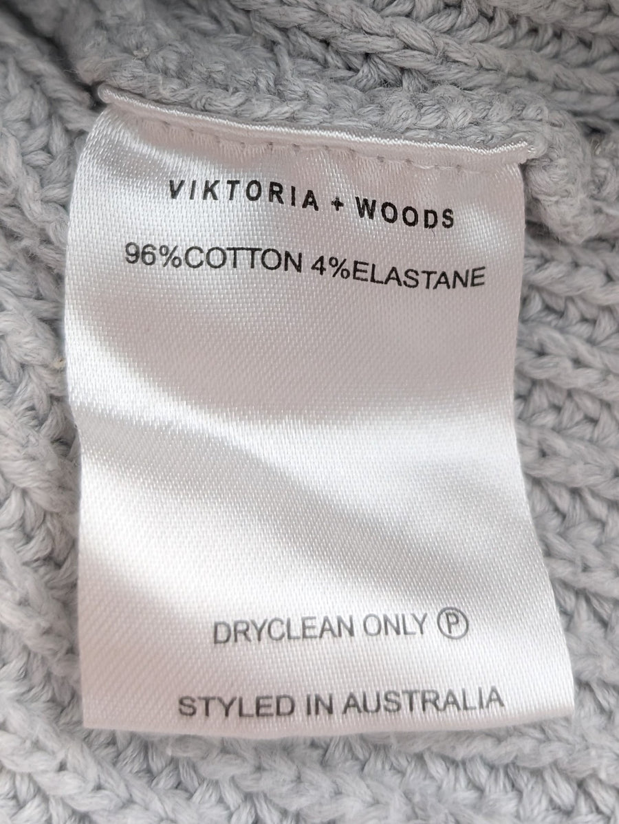 VIKTORIA + WOODS Braided Detail Knit Sweater Grey Size 2 - Image 6