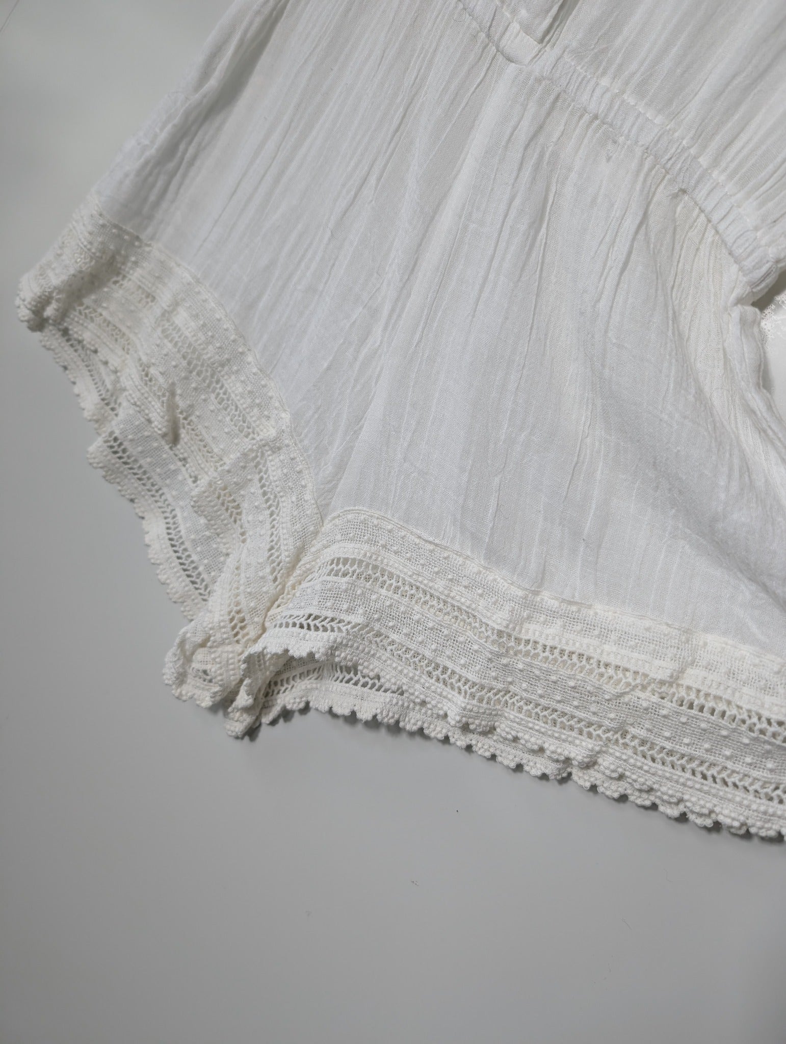 Eberjey Gauze Lace Trim Romper White Women's M/L - Image 3