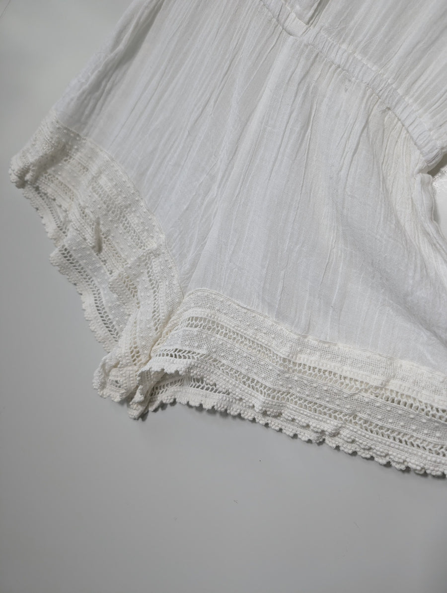 Eberjey Gauze Lace Trim Romper White Women's M/L - Image 3