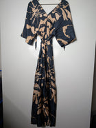 Ginger & Smart Abstract Print Jumpsuit Dark Blue and Tan Size 8 - Image 5