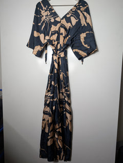 Ginger & Smart Abstract Print Jumpsuit Dark Blue and Tan Size 8 - Image 5