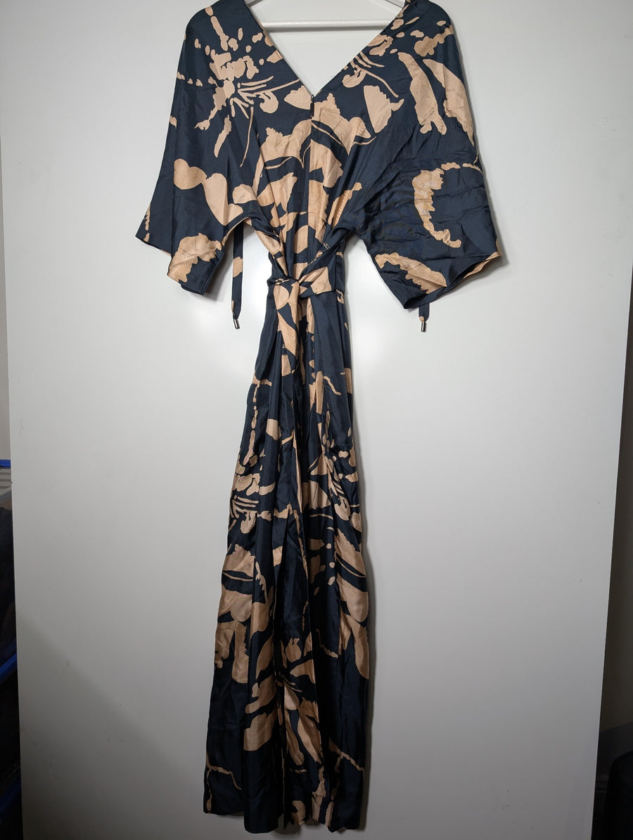 Ginger & Smart Abstract Print Jumpsuit Dark Blue and Tan Size 8 - Image 5