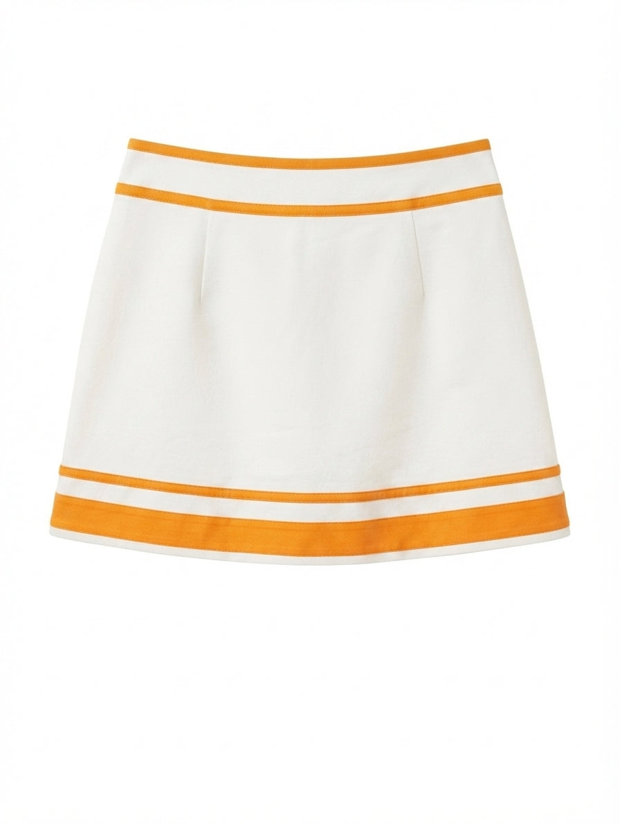 Maeve by Anthropologie Striped Mini Skirt White and Orange Size XL - Image 1