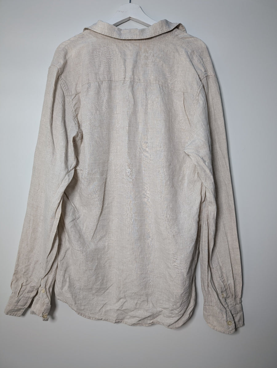The Academy Brand Long Sleeve Linen Shirt Beige XL - Image 3