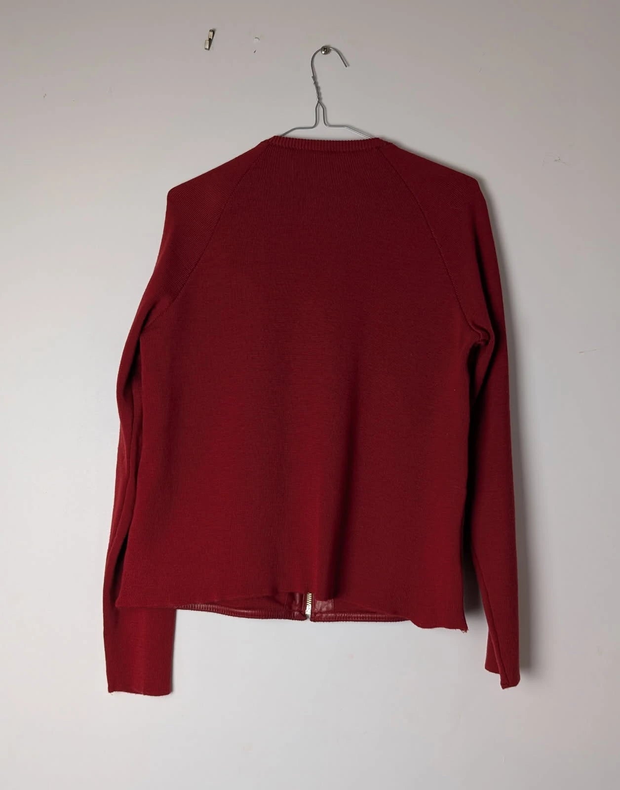 Oroton Red Leather and Knit Jacket - Image 5