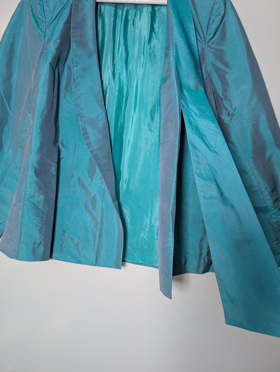 Sarissa Teal Iridescent Skirt Suit Set Size XL - Image 3