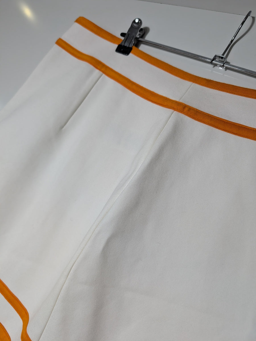 Maeve by Anthropologie Striped Mini Skirt White and Orange Size XL - Image 3