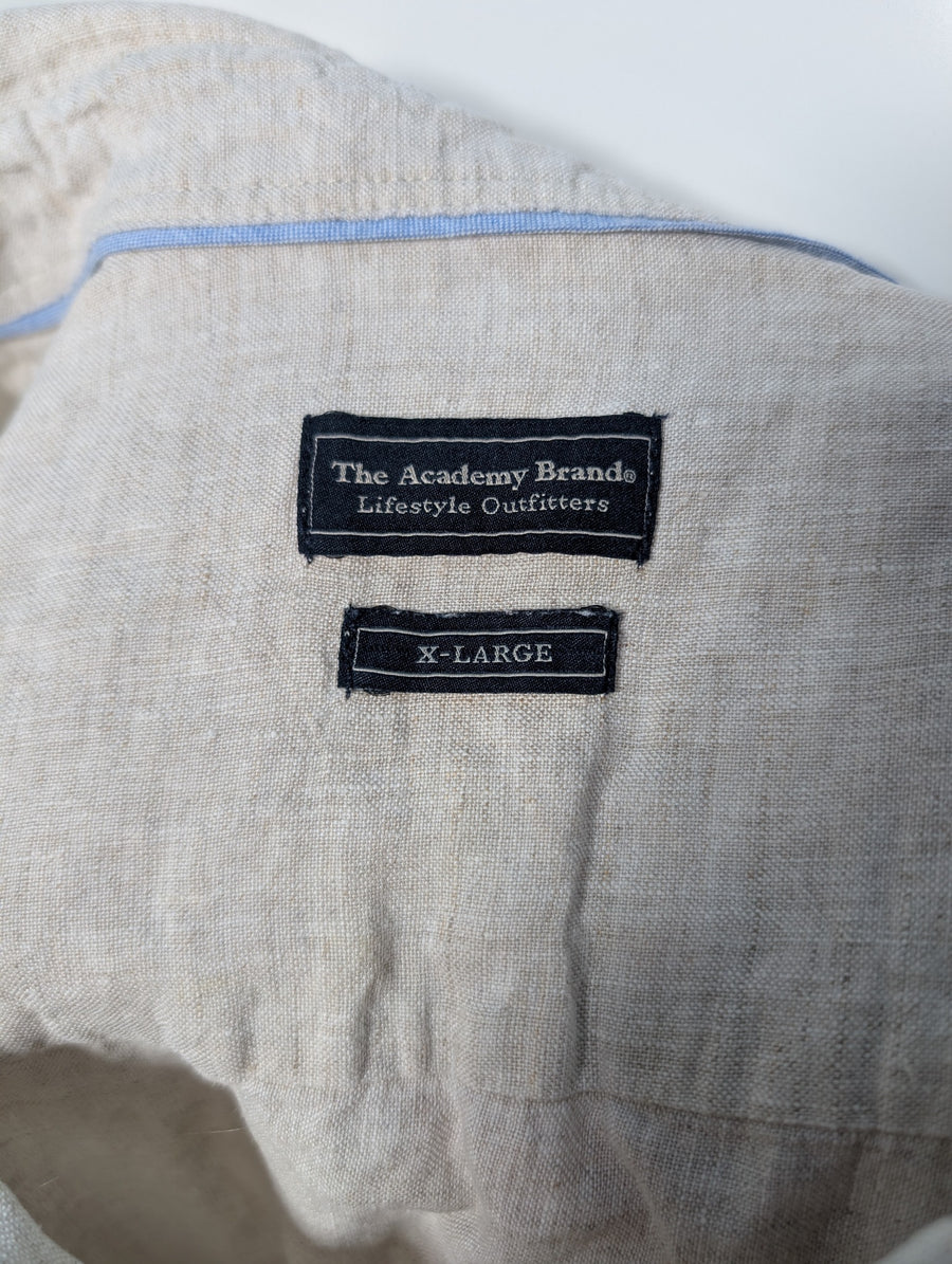 The Academy Brand Long Sleeve Linen Shirt Beige XL - Image 4