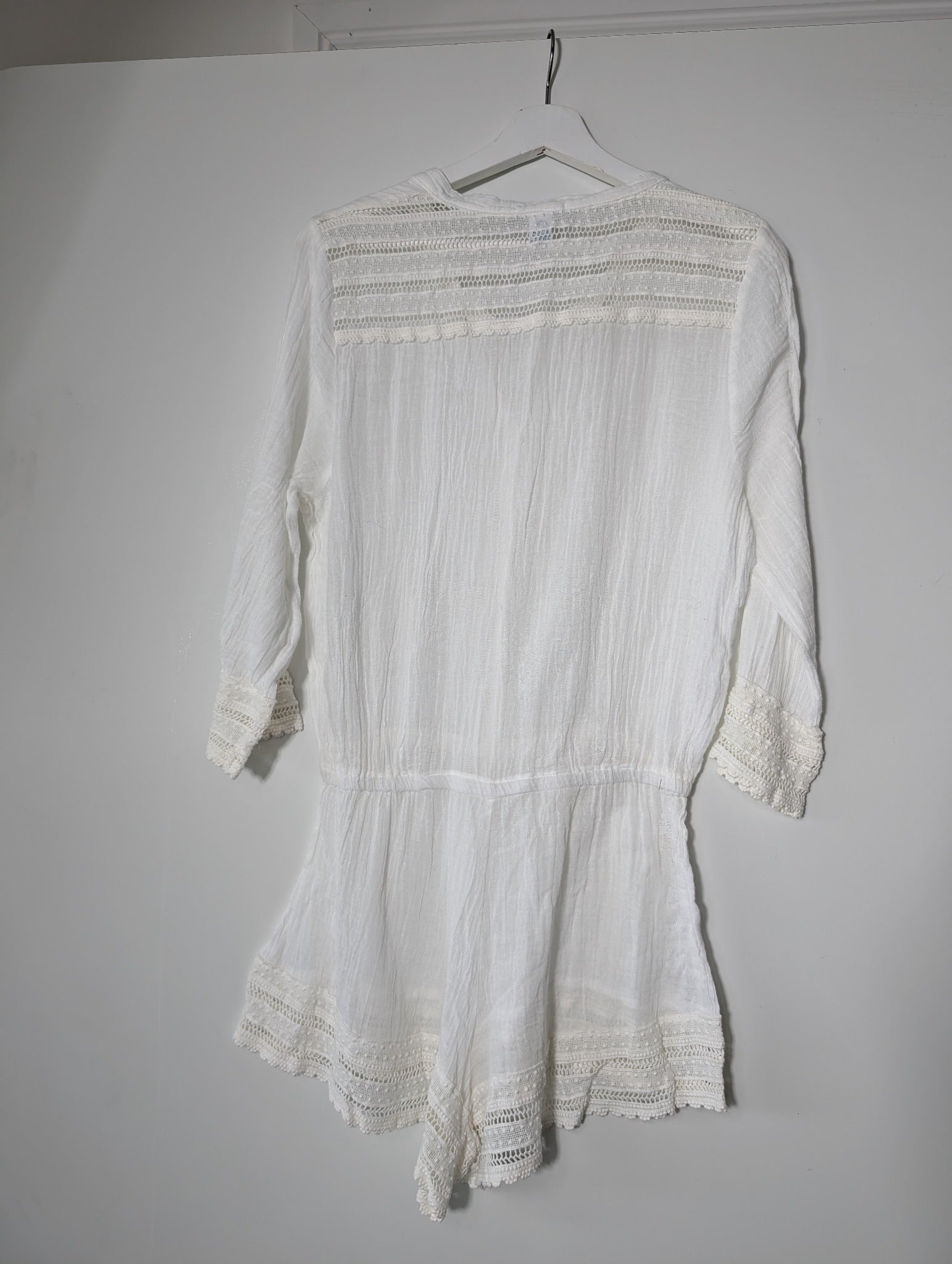 Eberjey Gauze Lace Trim Romper White Women's M/L - Image 6