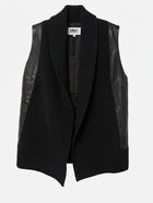 MM6 Maison Margiela Leather and Knit Open Front Vest Black Size 6 - Image 1