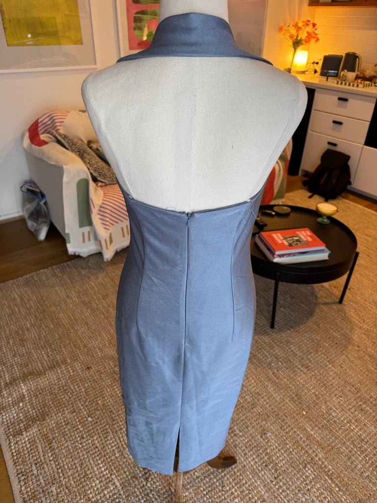 EIK Halter-Neck Dress Blue/Grey - Image 3