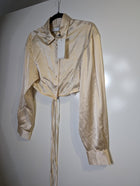 Christopher Esber Satin Tie-Front Blouse Champagne Size 10 - Image 6