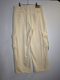 Cotton On Boyfriend Super Baggy Cargo Pants Cream Size 30 - Image 7