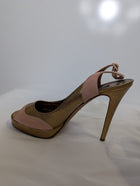Collette Dinnigan Peep Toe Slingback Heels Gold and Pink EU 41 - Image 6