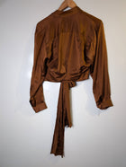 Pinky & Dianne Silk Tie-Front Blouse Brown - Image 10