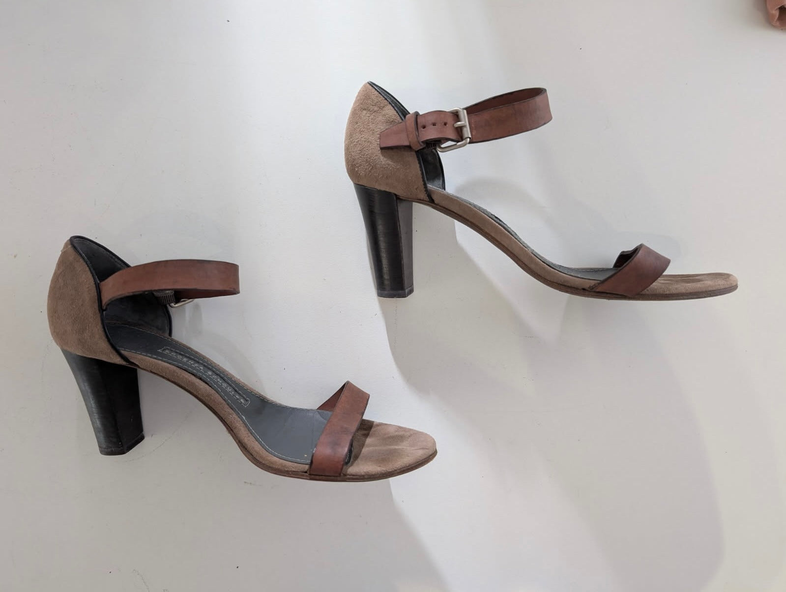 Proenza Schouler Suede and Leather Ankle Strap Sandals Tan EU 38 - Image 5