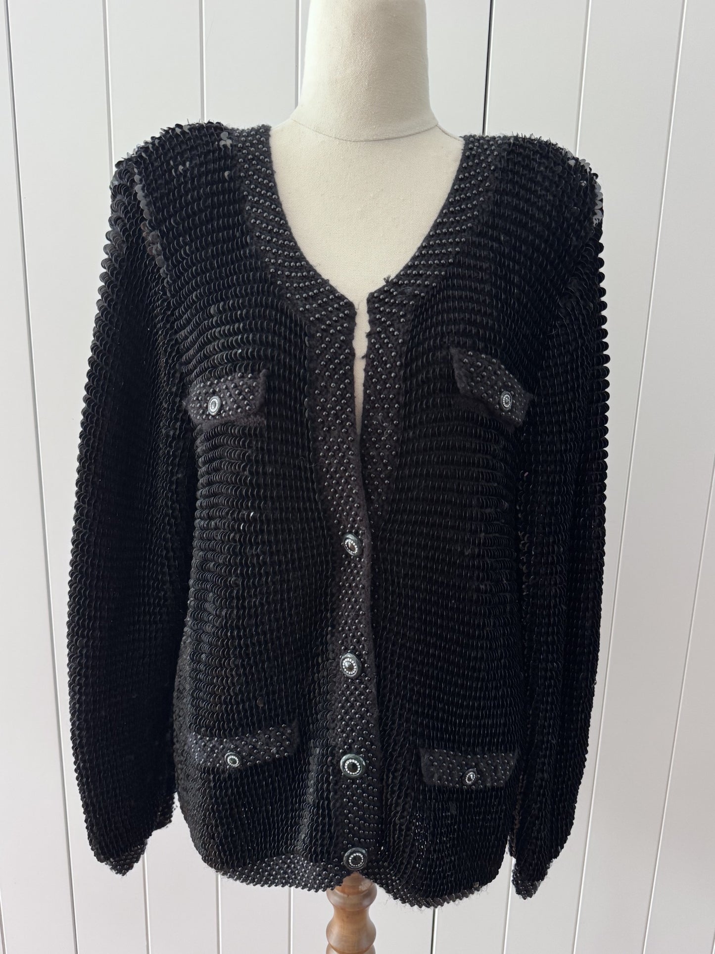 Fusalp Women's Black V-Neck Sweater - Ribbed Sleeve Detail - Image 6