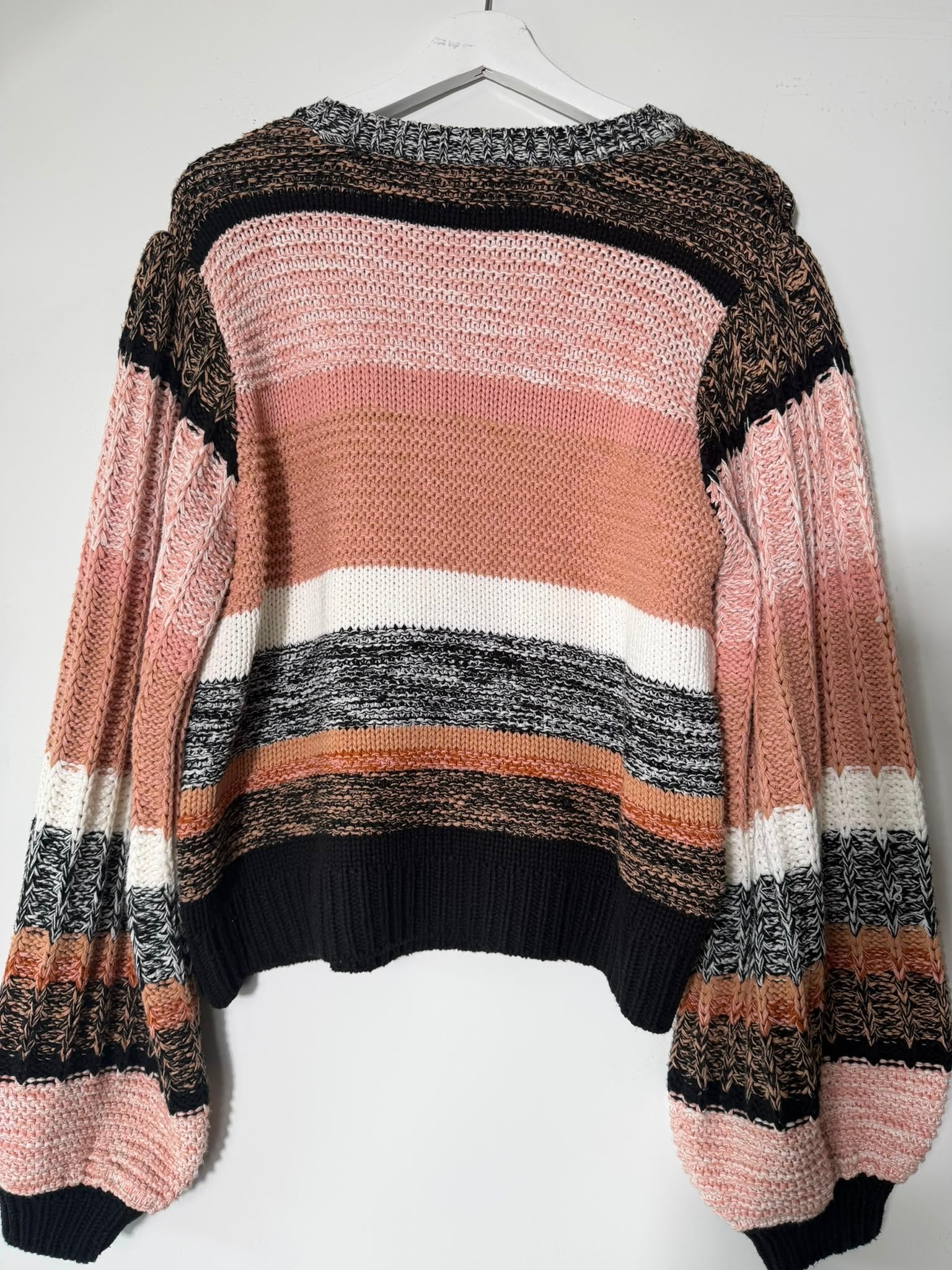 Piper Striped Balloon Sleeve Sweater Pink Multi Size M - Image 4
