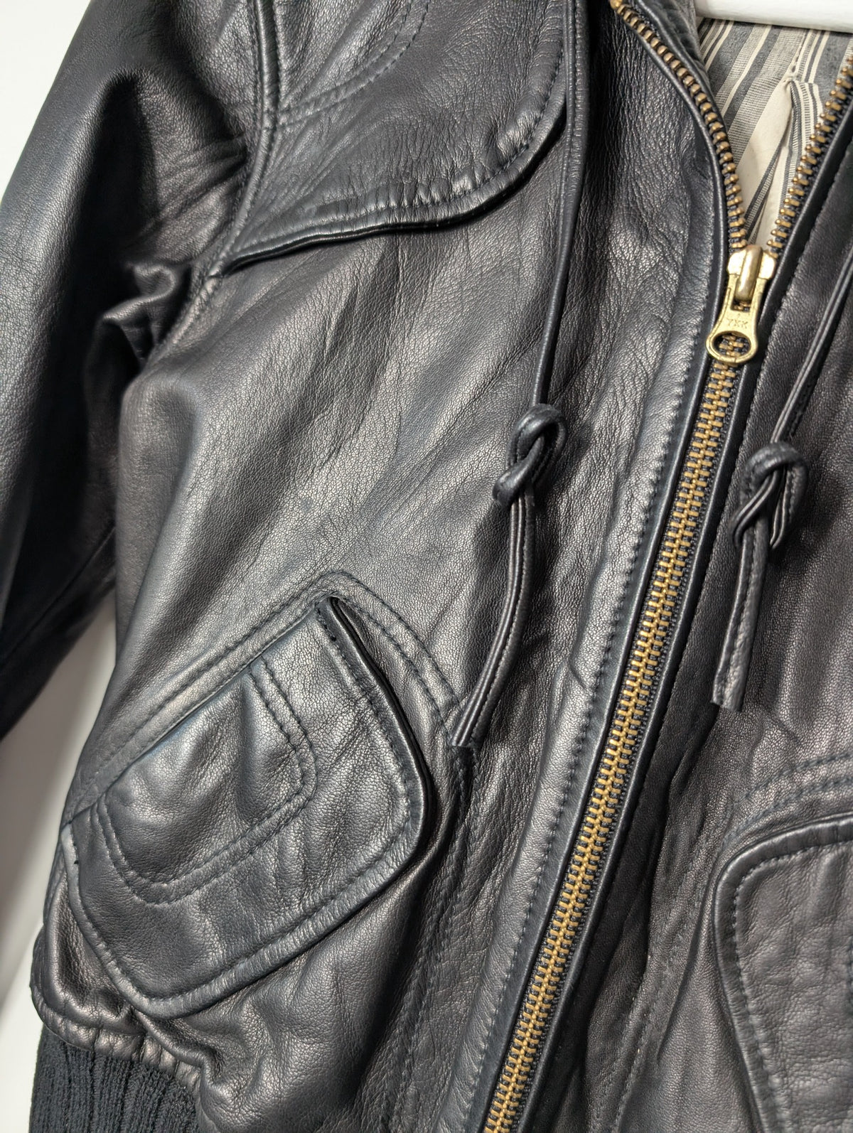 MIKE & CHRIS Leather Hooded Bomber Jacket Black - Image 2