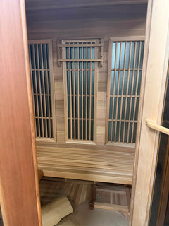 Corner Infrared Sauna Room with Digital Monitor and Audio System - Image 10