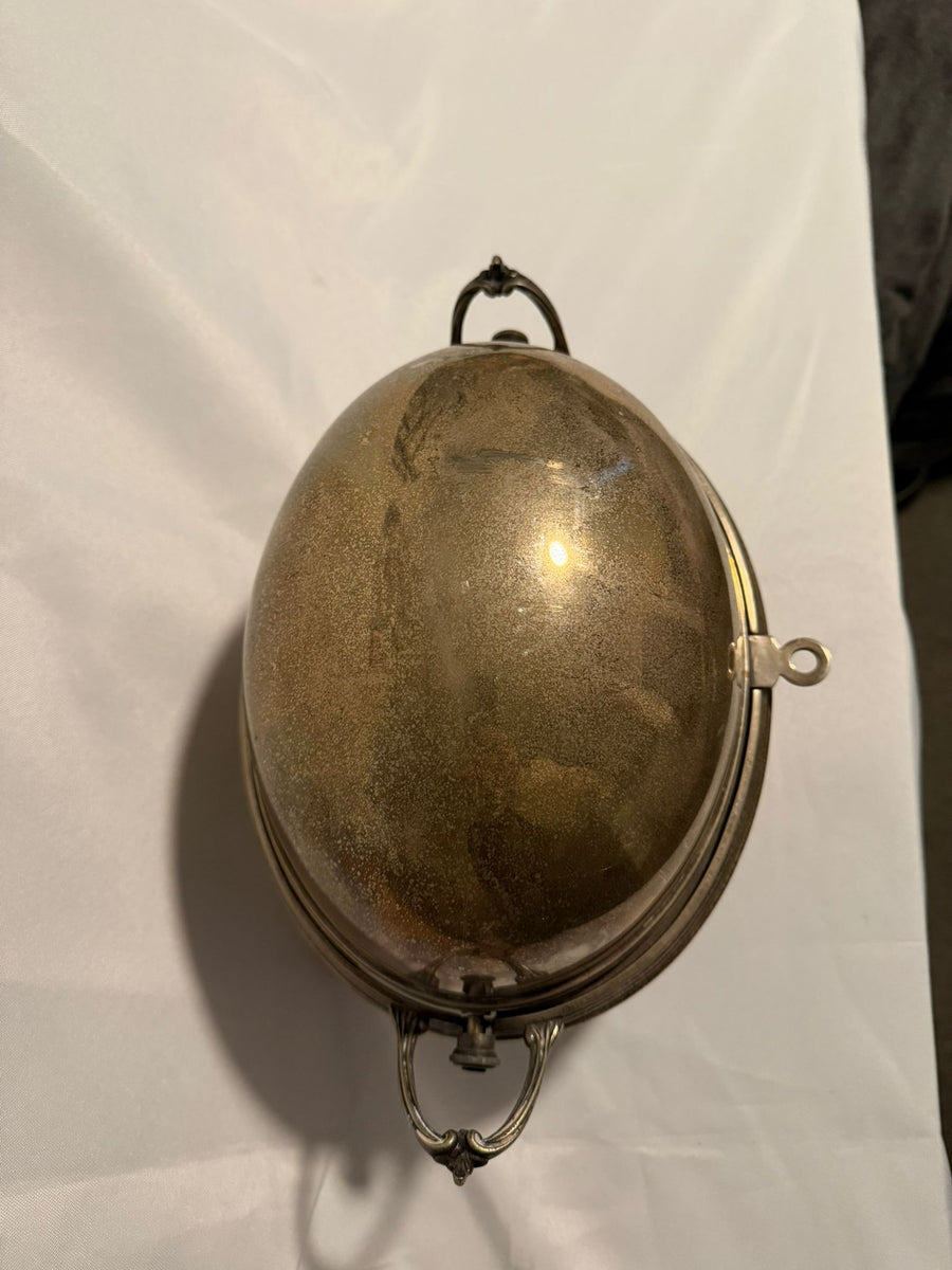 Antique Silver Plated Revolving Breakfast Dish Dome Food Warmer - Image 10
