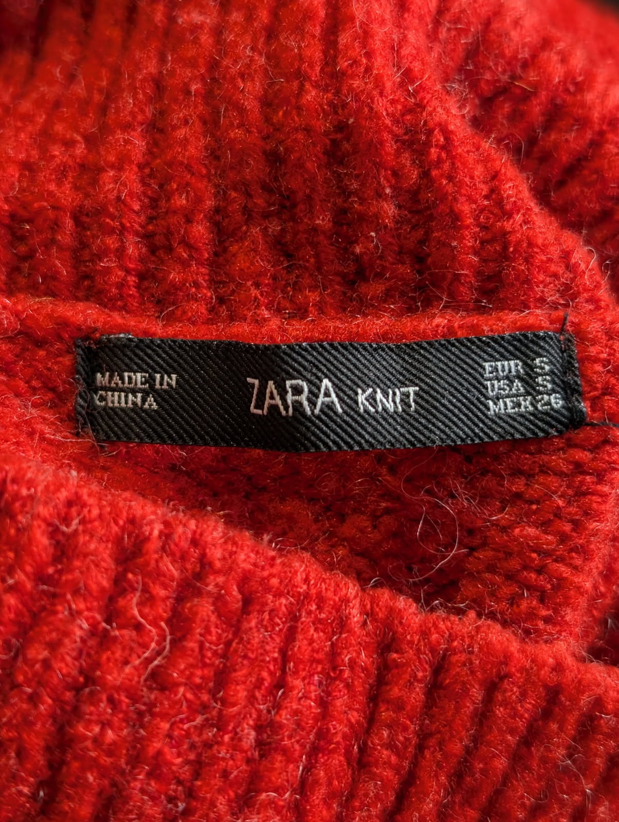 Zara Knit Oversized Turtleneck Sweater Red Women's Size S - Image 2