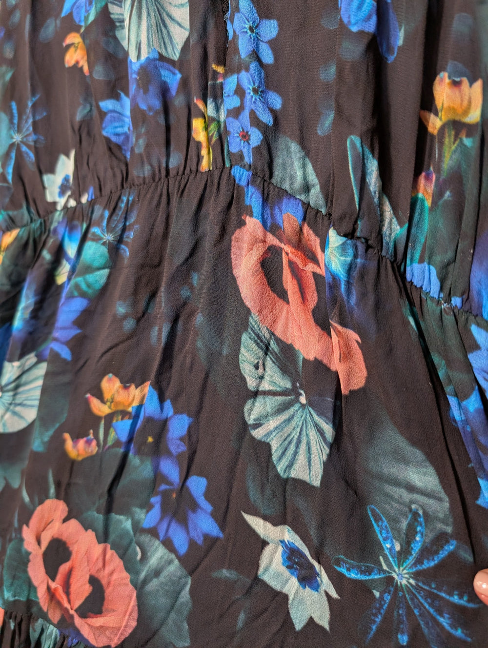 GINGER&SMART Floral Midi Dress Black Blue Pink Size 8 - Image 2