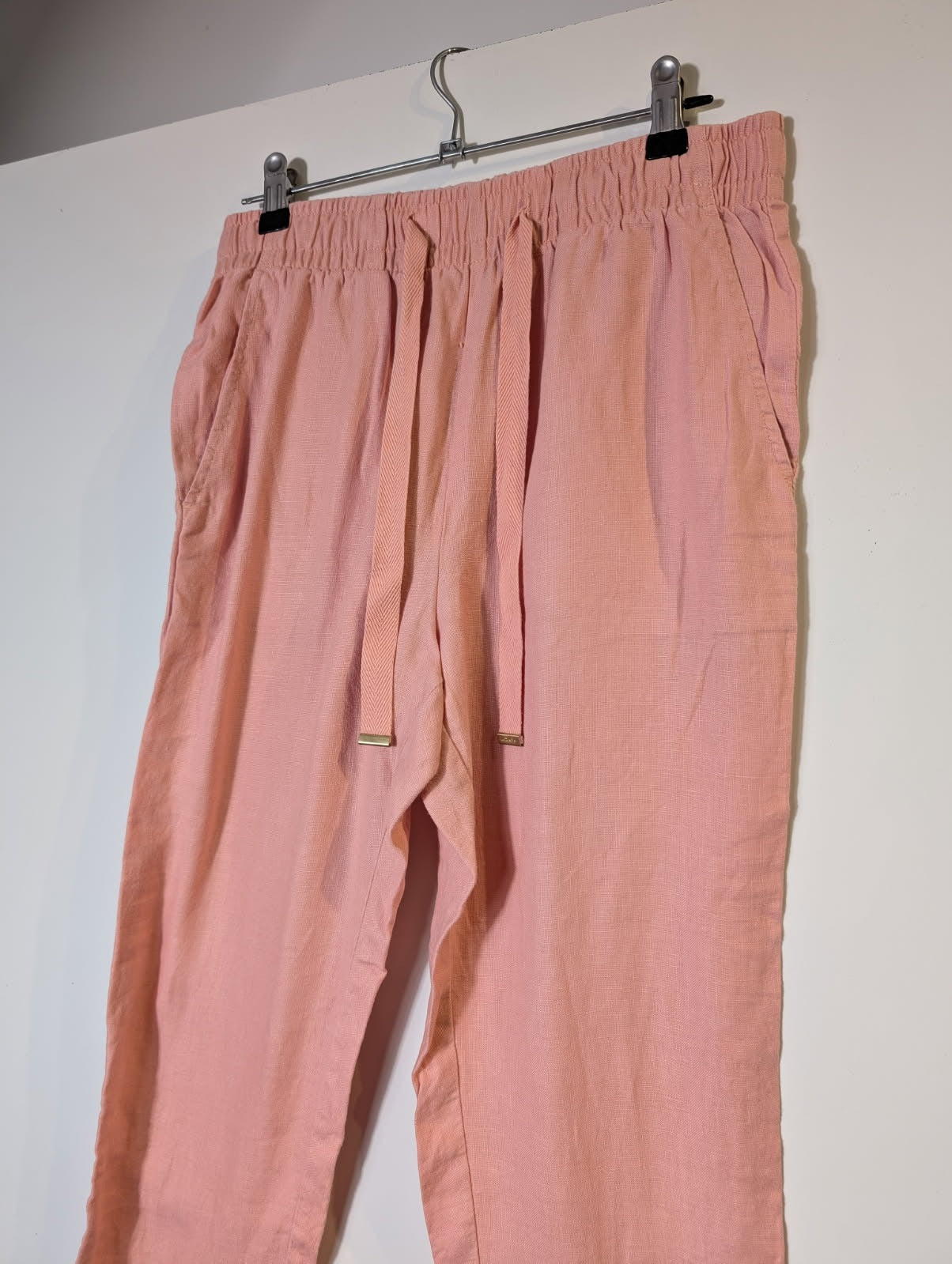 Venroy Linen Drawstring Trousers Pink Women's XS - Image 6
