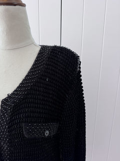 Champaign Vintage Black Sequin Cardigan Jacket - Embellished Knit - Image 10