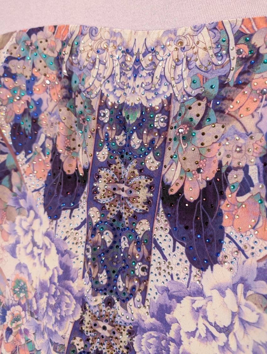 Camilla Australia Lavender Knit & Silk Floral Embellished Tunic - OS - Image 4
