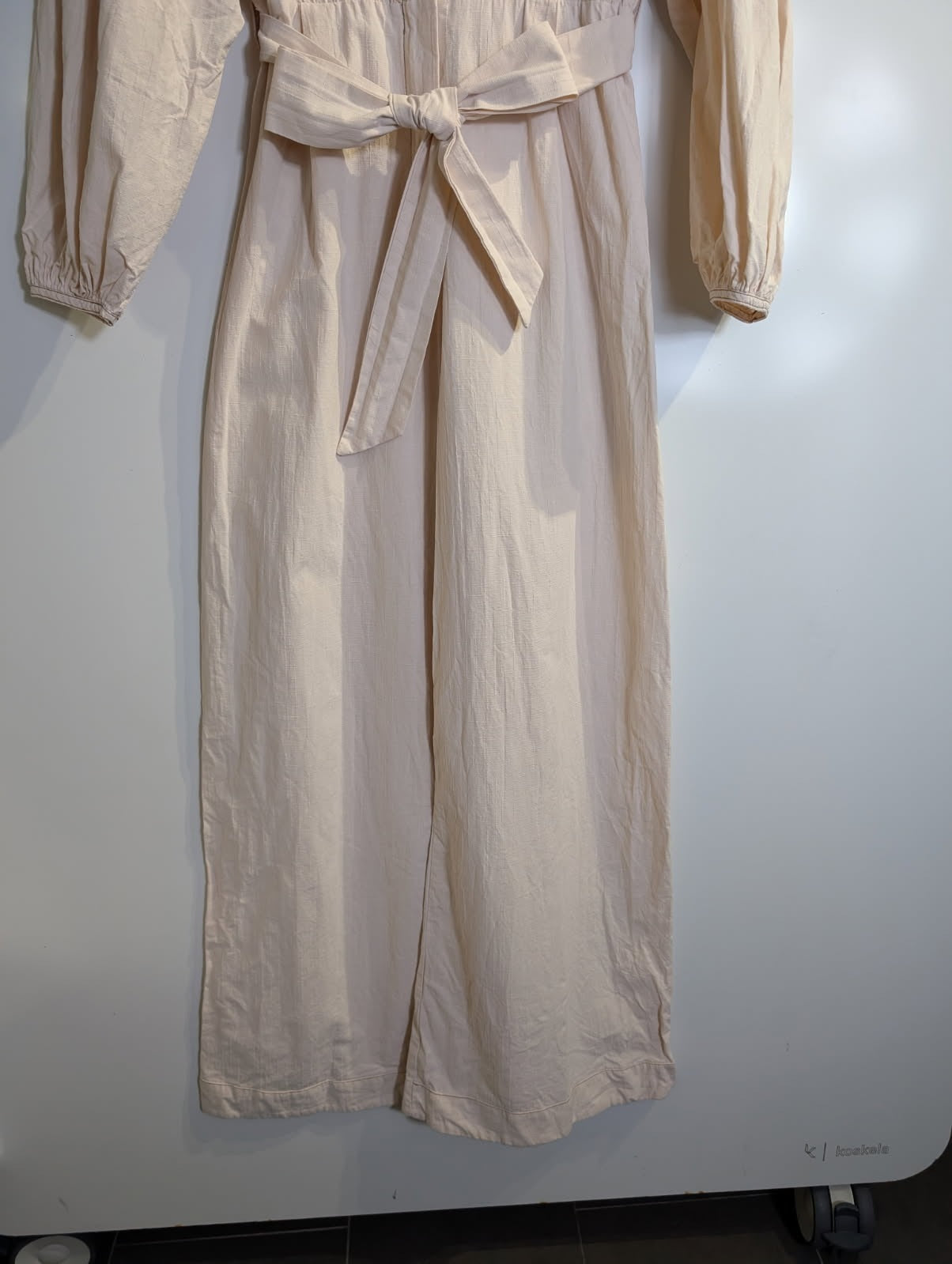 The Fated Long Sleeve Midi Dress Beige With Waist Tie - Image 10