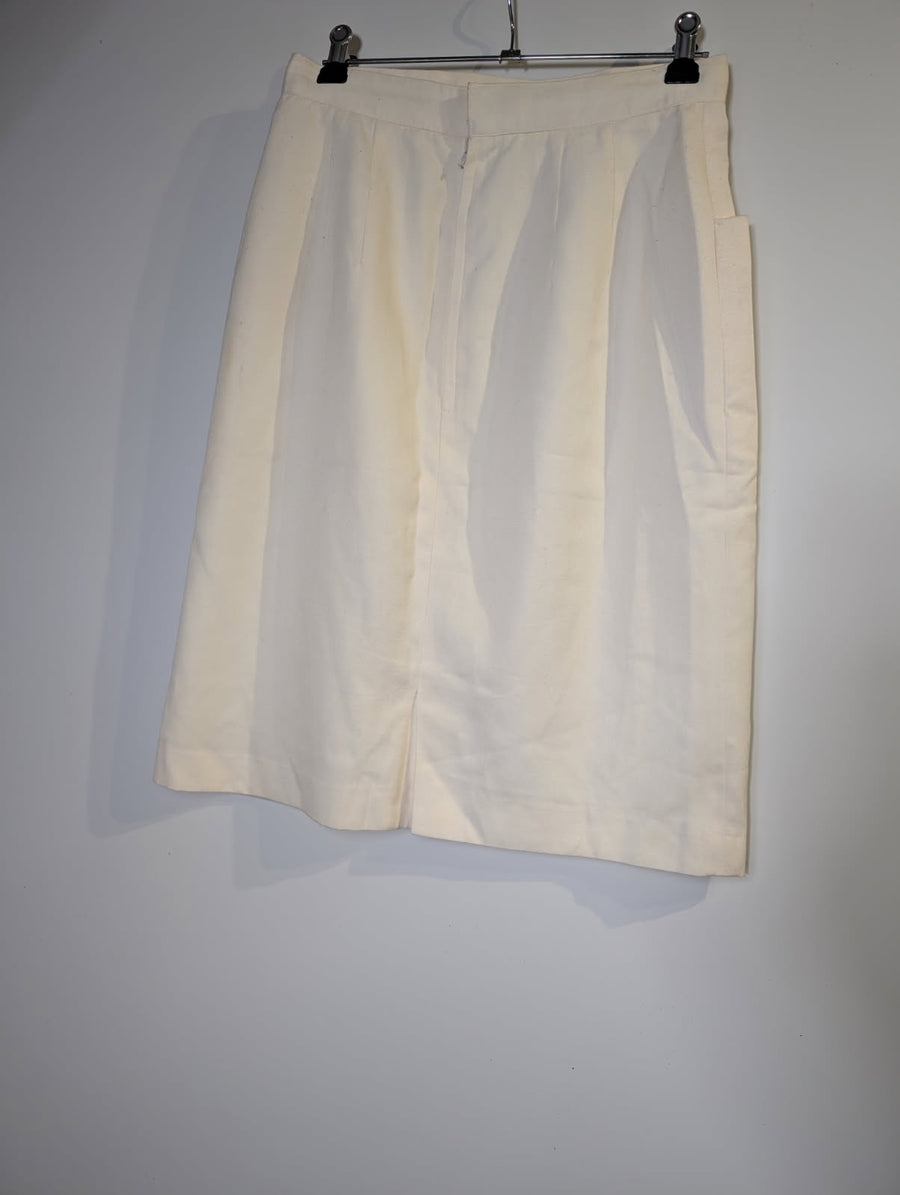 Cécilene Vintage Double-Breasted Midi Skirt Cream - Image 4