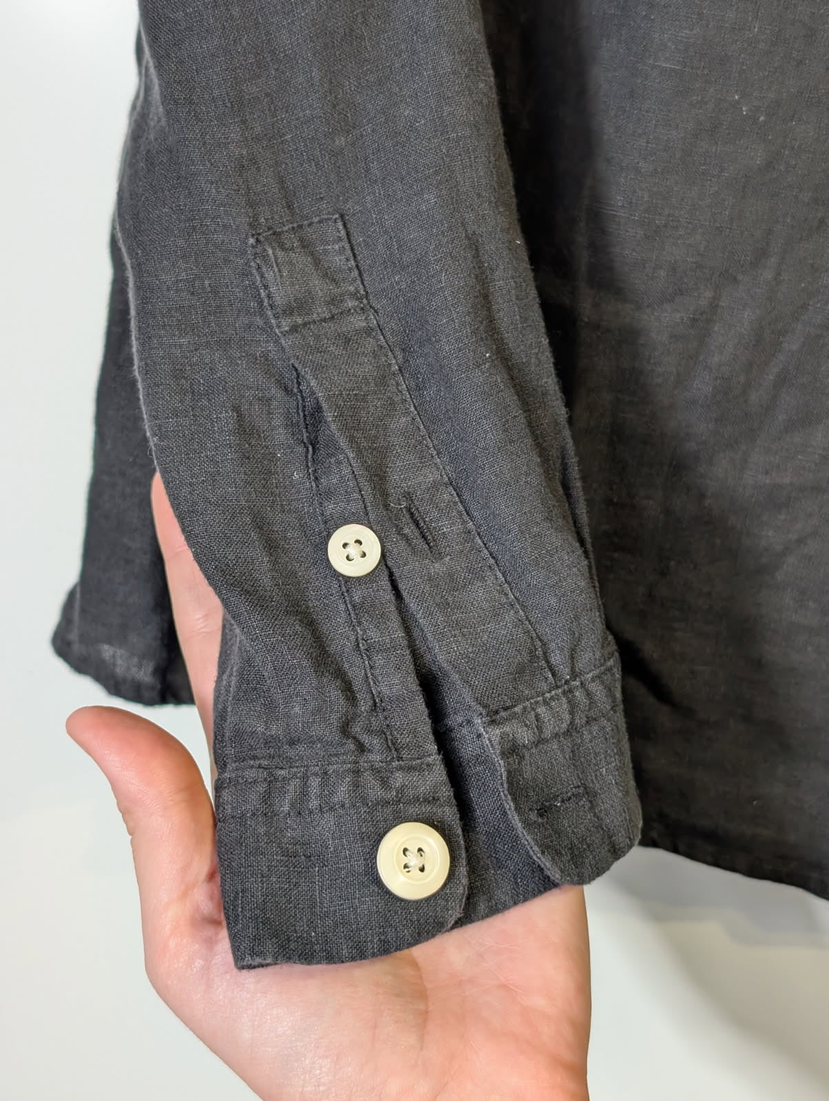 Noak London Quarter-Zip Linen Shirt Black Men's Long Sleeve - Image 3