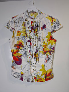 Karen Millen Floral Ruffle Front Blouse Multi-colour - Image 4